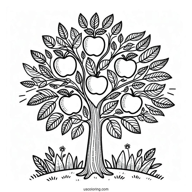 Simple Apple Tree Coloring Page For Kids