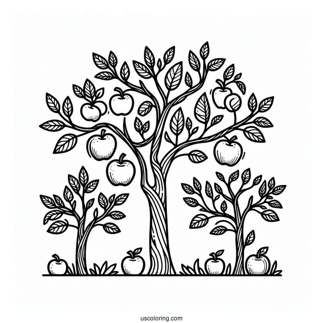 Outline Of Apple Trees For Kids