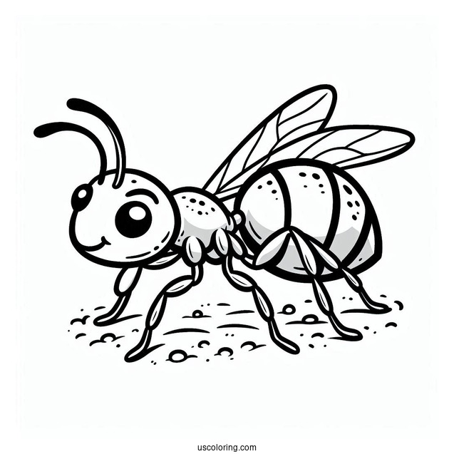 Ant Coloring Page Crawling On The Ground