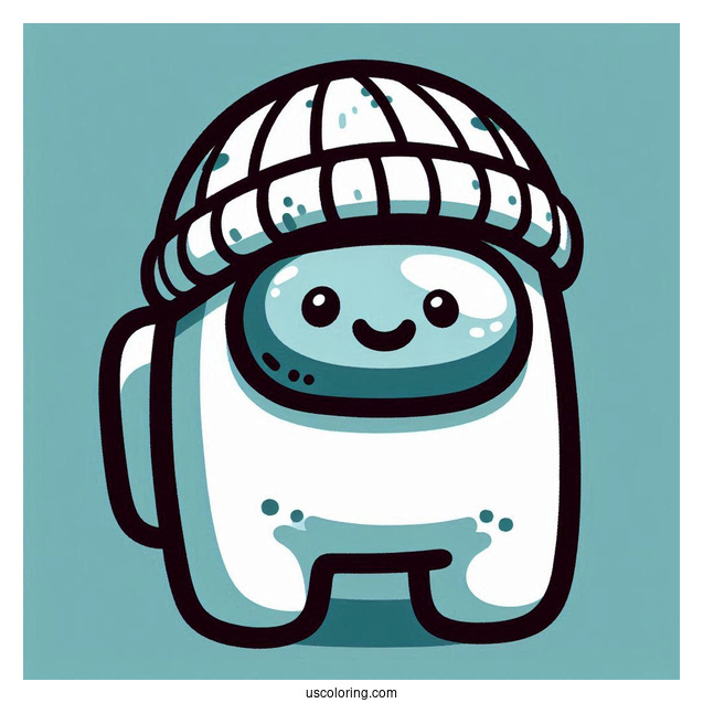 Among Us Crewmate With Beanie Coloring Sheet