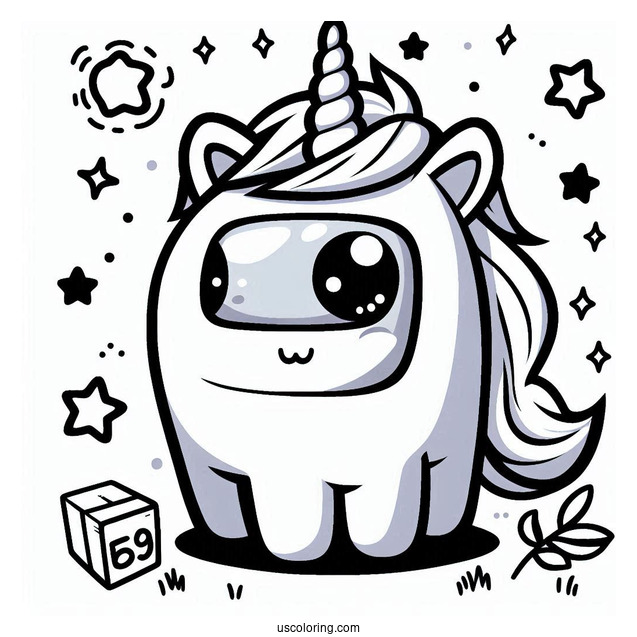 Cute Unicorn Among Us to Color