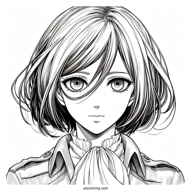 Mikasa Ackerman From Attack On Titan Coloring Sheet