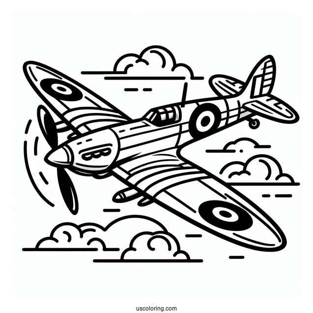 Coloring Page Of Spitfire Plane