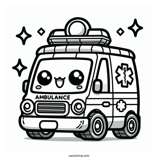 Ambulance Coloring Page Of Kawaii Paramedic For Kids