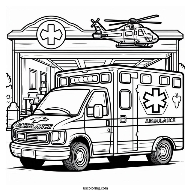 Ambulance Coloring Page And Air Ambulance At A Hospital