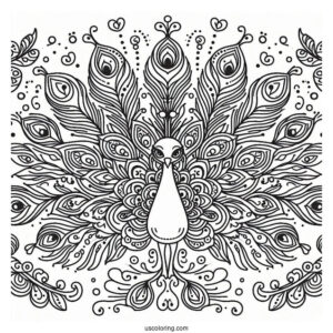 Peacock Spreading Its Wings Animal Mandala Coloring Page