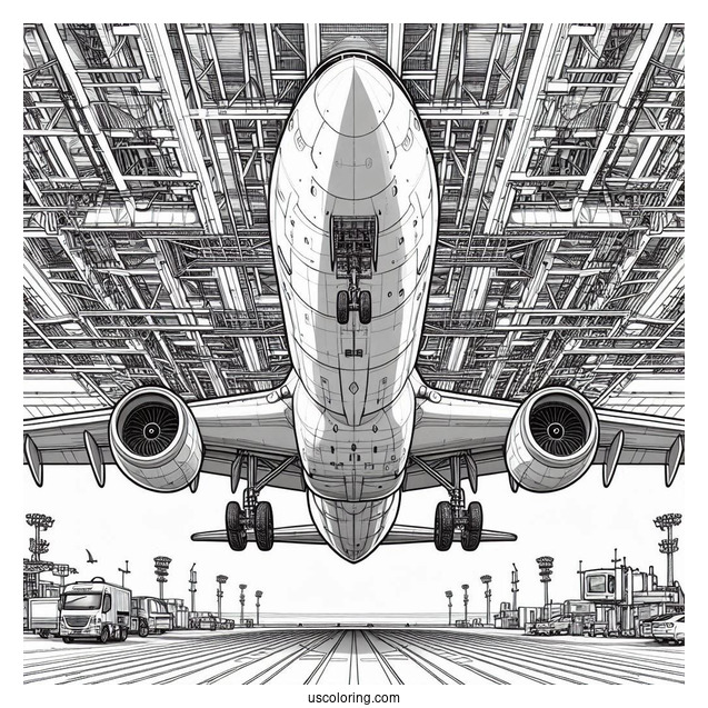 Underneath Of Airbus Plane To Color