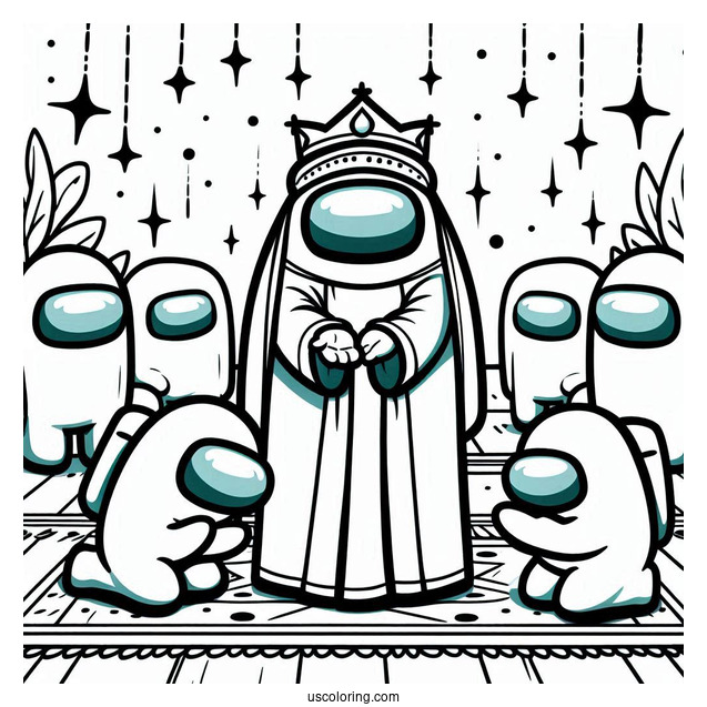 Among Us Queen With Begging Crewmates