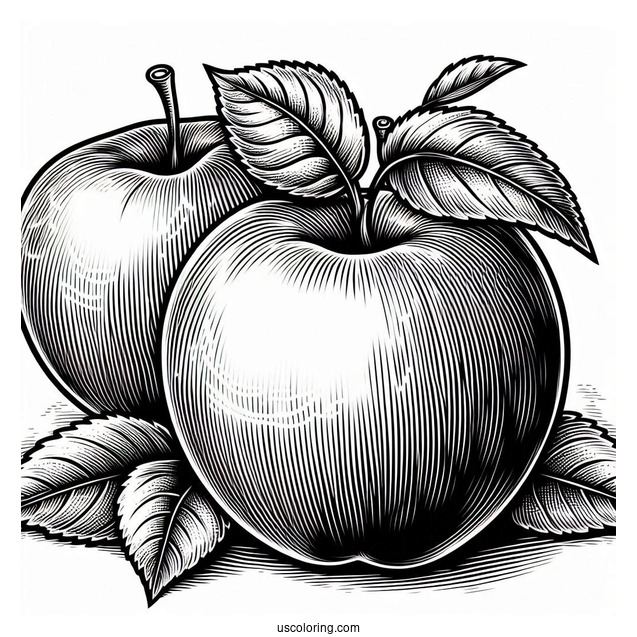 Detailed Golden Delicious Apple Coloring Page