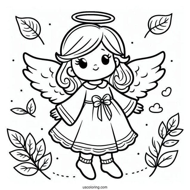Easy Outline Of An Adorable Angel To Color