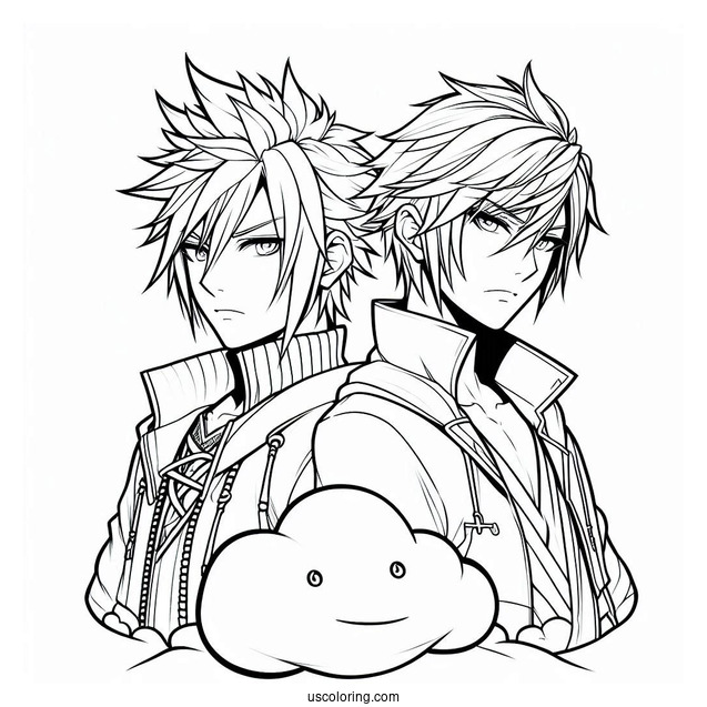 Cloud Strife And Zack Fair Coloring Sheet