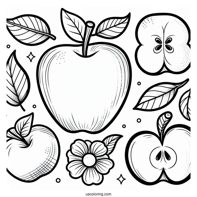 Apple Outline Template Coloring Page_