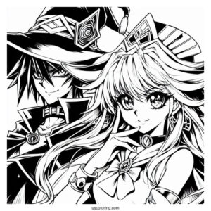 Yugi Mutou With Dark Magician And Dark Magician Girl