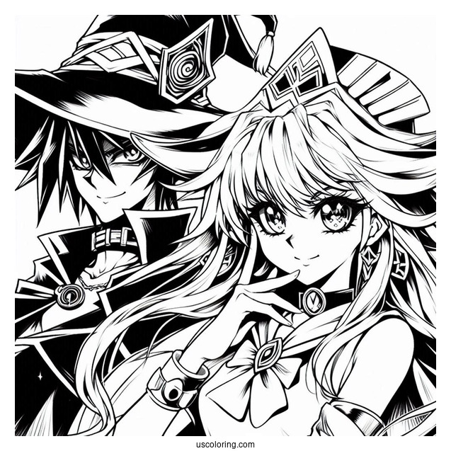 Yugi Mutou With Dark Magician And Dark Magician Girl