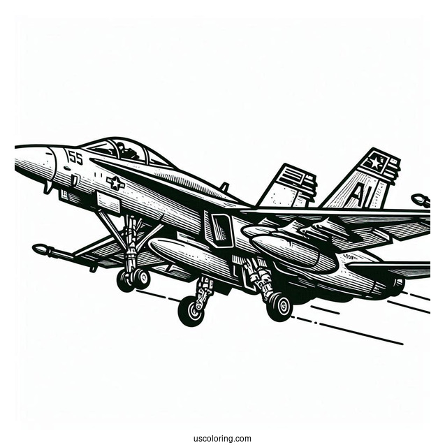 F18 US Army Jet Coloring Sheet