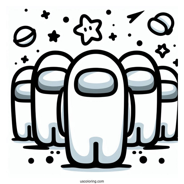 Easy Among Us Outline to Color