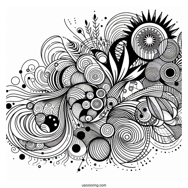 Simple Action Abstract Coloring Page