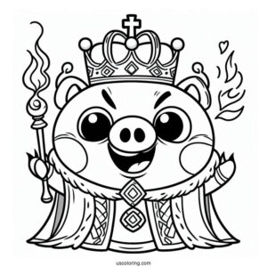 Simple Outline Of King Pig Coloring In For Preschoolers