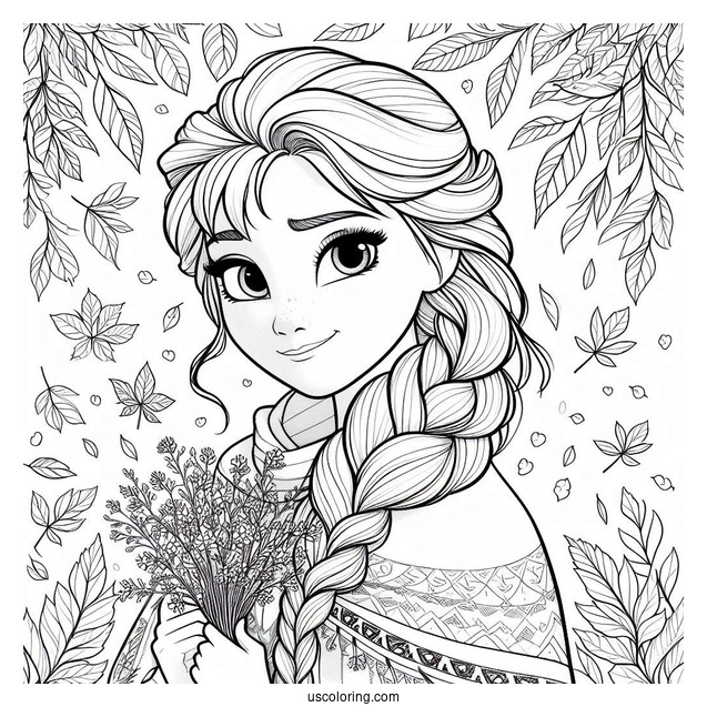 Frozen Anna Surrounded By Fall Leaves