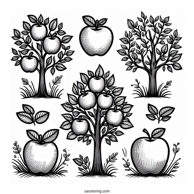 Outline Of Apple Trees For Kids