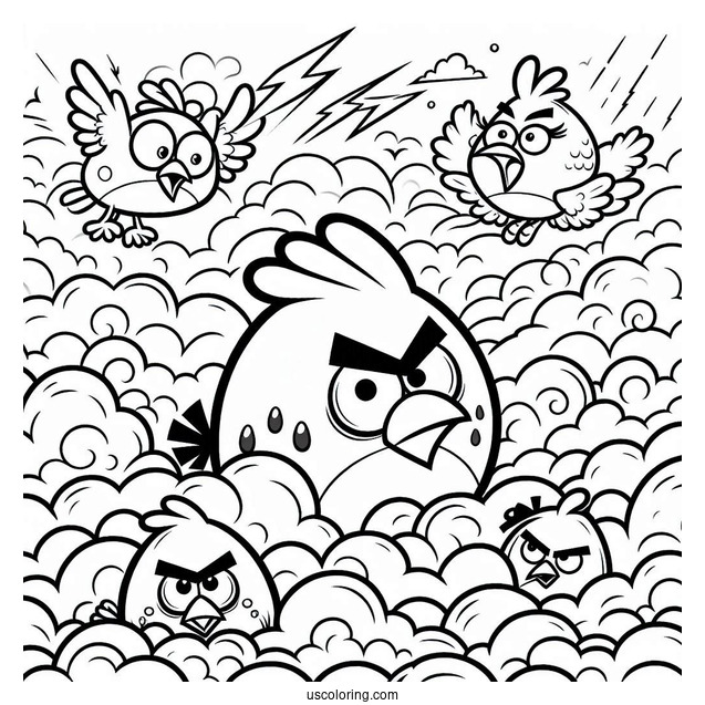 Angry Birds Red In The Clouds Coloring Sheet