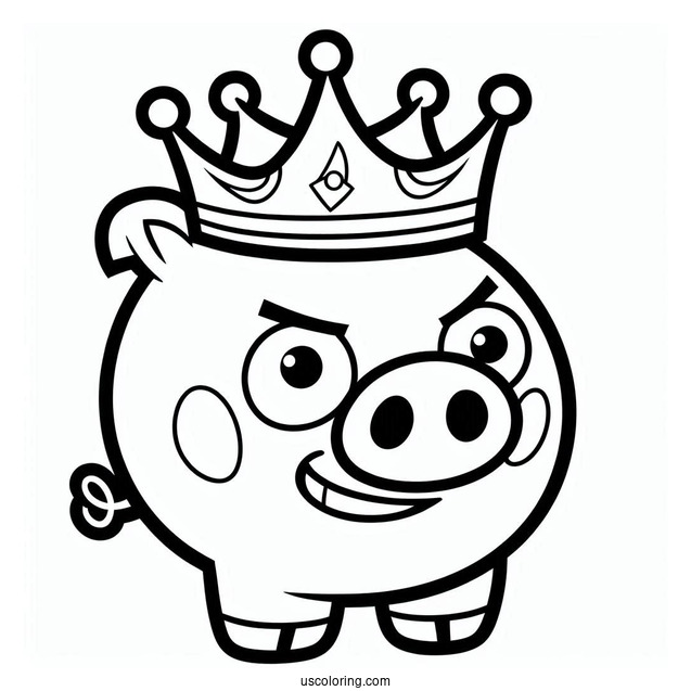 Simple Outline Of King Pig Coloring In For Preschoolers
