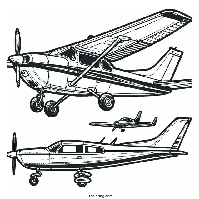 Coloring Page Of Cessna 172 Plane