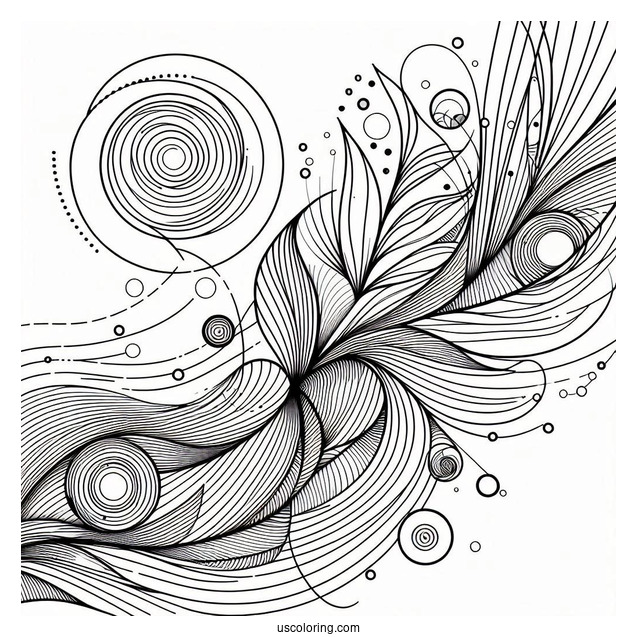 Diagonal Lines With Circles Abstract Coloring Page Art