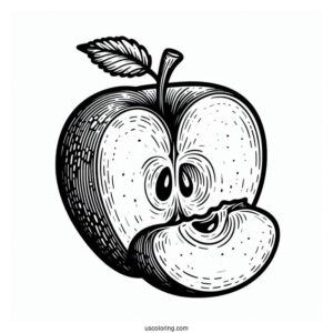 Bite Taken Out Of Apple Coloring Sheet