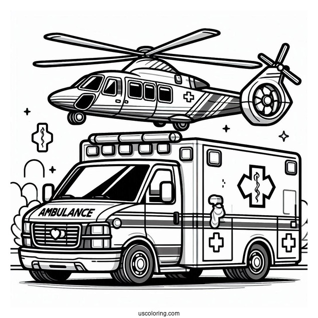 Ambulance Coloring Page And Air Ambulance At A Hospital