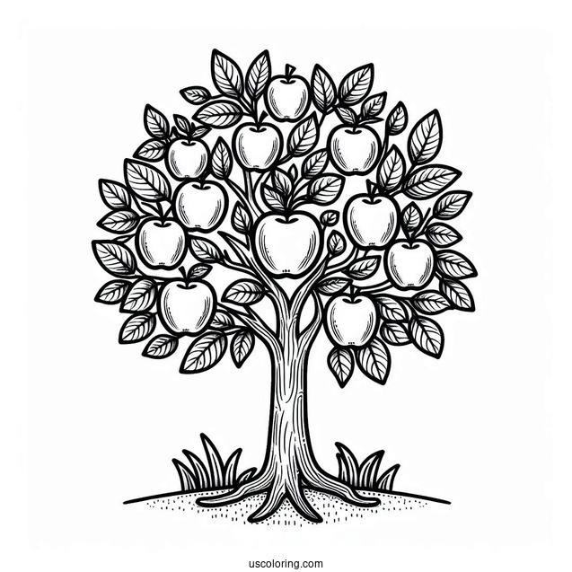 Simple Apple Tree Coloring Page For Kids