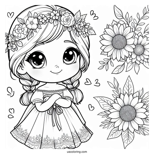 Cute Anna In Summer Clothes Coloring Page For Kids