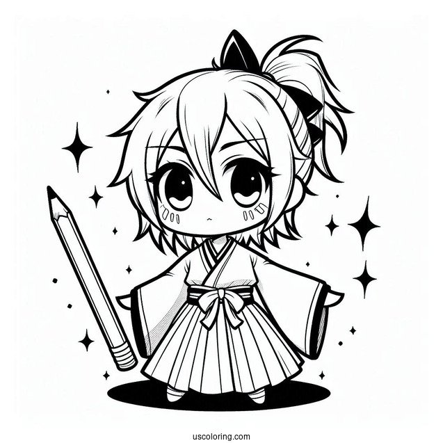 Chibi Ichigo From Bleach Coloring In For Preschoolers