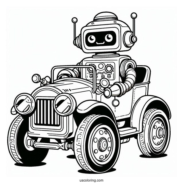 Robot Car Coloring Page