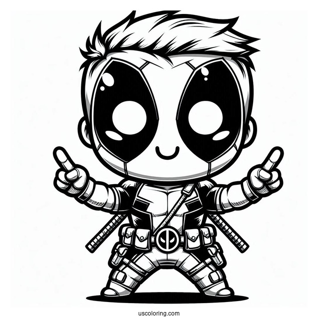 Chibi Deadpool Coloring Page