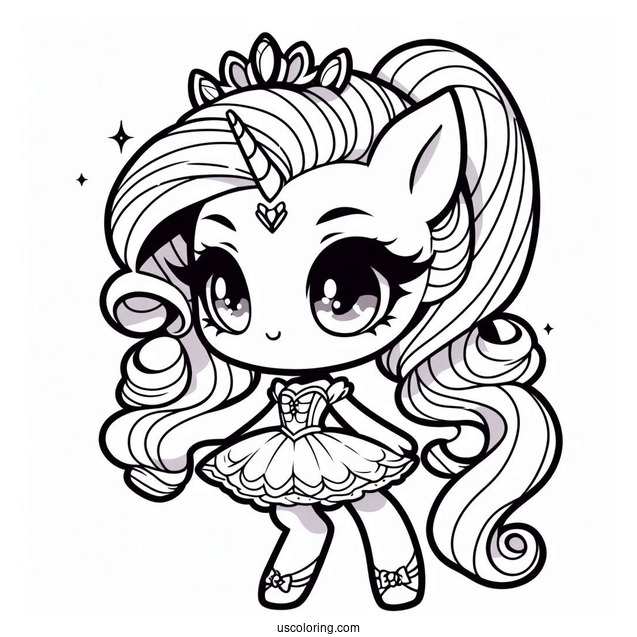 Cute Chibi Rarity Coloring Page For Preschoolers