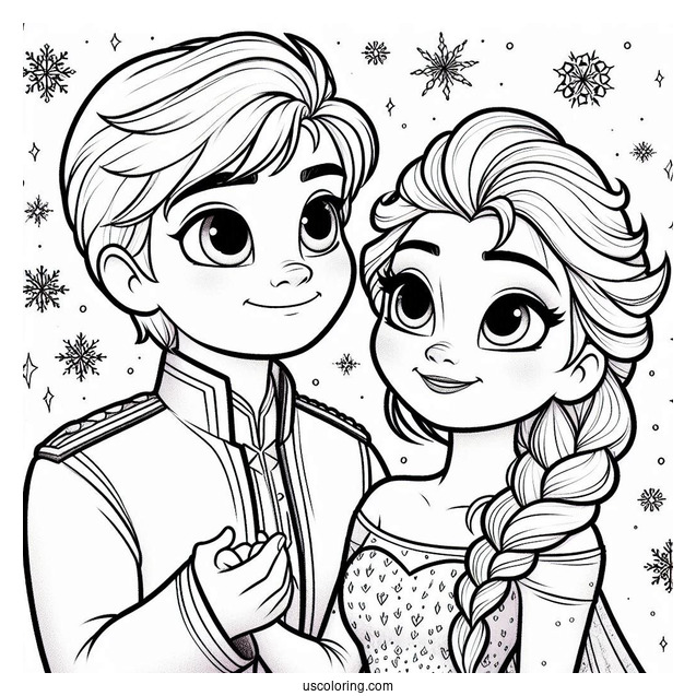 Jack Fost And Elsa From Frozen Coloring In