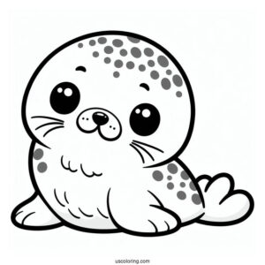 Smiling Baby Seal Coloring Page For Preschoolers