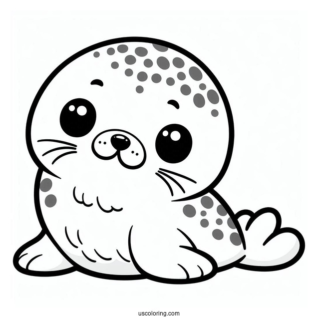 Smiling Baby Seal Coloring Page For Preschoolers