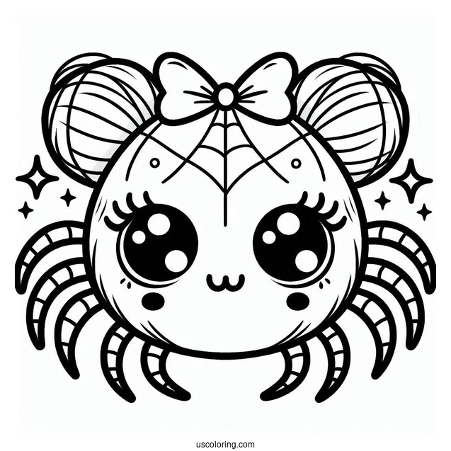Simple Outline Of Cute Spider For Preschoolers