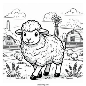 Sheep Walking Around Field On Farm