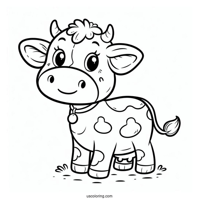 Cartoon Cow Coloring Sheet For Kids