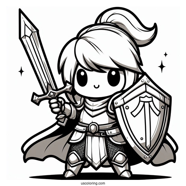 Chibi Knight With Shield And Big Sword