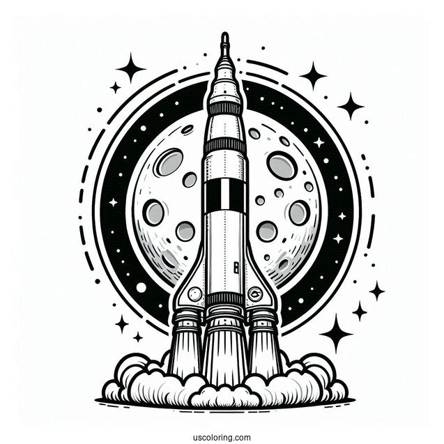 Saturn V Nasa Moon Rocket Coloring Sheet