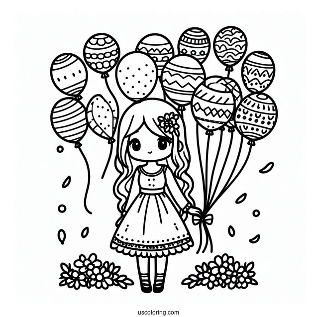 Floating Balloons To Color For Kids