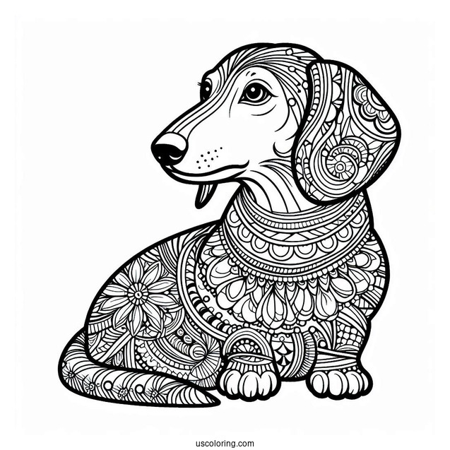 Dachshund Coloring Page Mandala