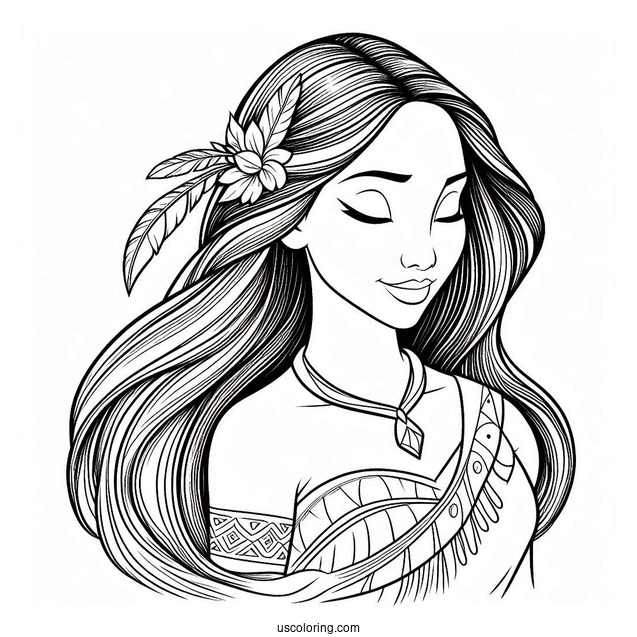 Detailed Coloring Page Pocahontas