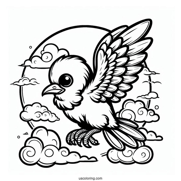 Angry Baby Raven Coloring Page In The Sky For Preschoolers