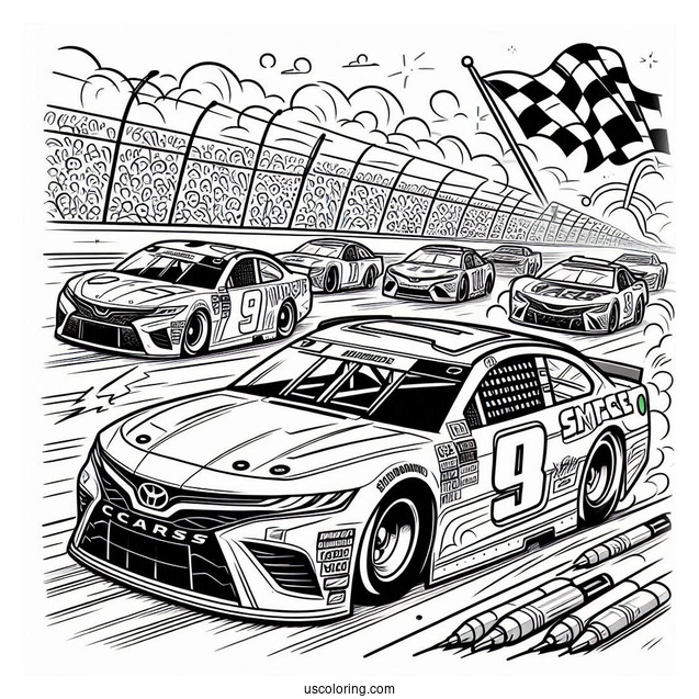 Pixar Cars Nascar Coloring Sheet