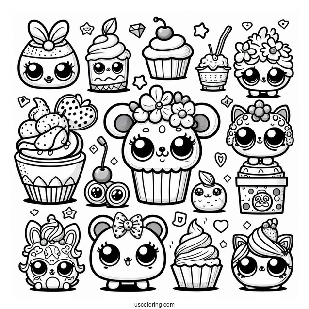 Coloring Sheet Of Shoppies With Their Shopkins